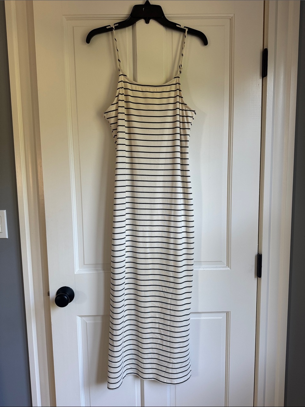 Gilli White and Black Striped Spaghetti Strap Maxi Dress